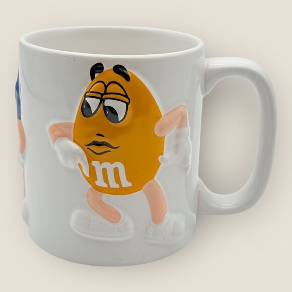 M&Ms 3D Embossed Ceramic Mug Featuring Red Yellow & Blue Characters - Picture 1 of 6